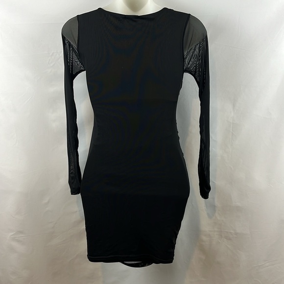 Nasty Gal Mesh Behavior Ruched Sexy Party Black‎ Minin Dress Size 2 - Picture 11 of 13